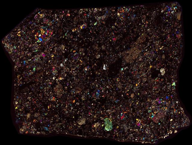 Ghubara Meteorite Thin Section - XPL HDR Pathscan Enabler.