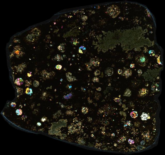 Northwest Africa (NWA) 2086 Meteorite Thin Section - XPL HDR Pathscan Enabler.