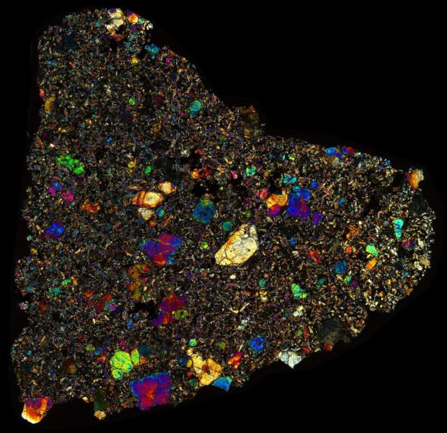 Tissint Meteorite Thin Section - XPL HDR Pathscan Enabler.