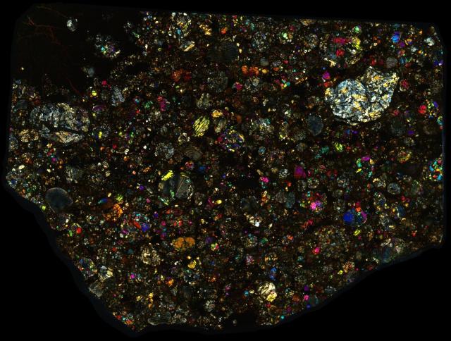 Talbachat n'aït Isfoul Meteorite Thin Section - XPL HDR Pathscan Enabler.