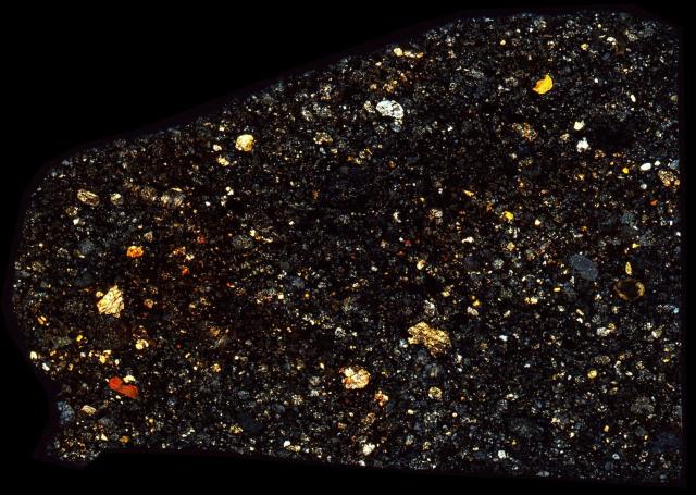Northwest Africa (NWA) 8345 Meteorite Thin Section - XPL HDR Pathscan Enabler.