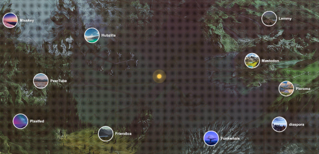 Una imagen que muestra un mapa simbólico de redes sociales alternativas