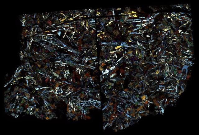 Sahara 99555 Meteorite Thin Section - XPL HDR Pathscan Enabler.