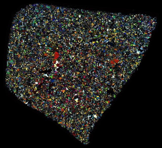 Agoult Meteorite Thin Section - XPL HDR Pathscan Enabler.