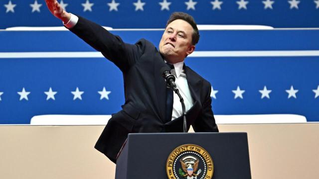 Elon Musk performing a nazi salute at the Trump inauguration.