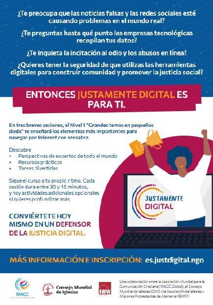 Cartel del curso en línea Justamente Digital