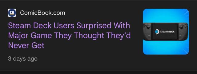 ComicBook.com title: “Steam Deck Users Surprised With Major Game They Thought They'd Never Get”