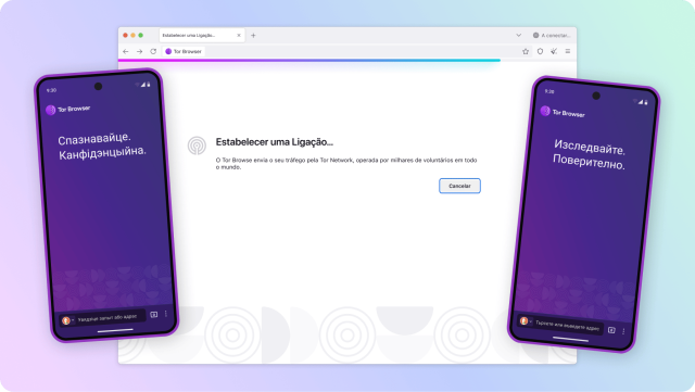 screenshot of Tor Browser in different languages