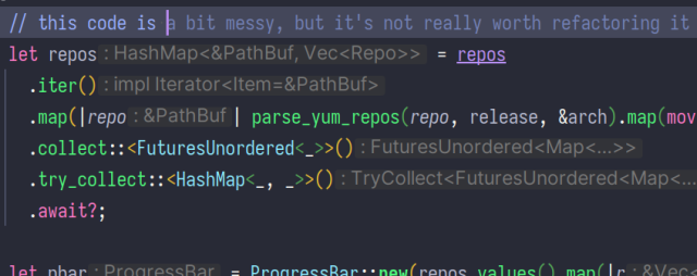 i wrote "this code is", the AI suggested "a bit messy, but it's not really worth refactoring it"