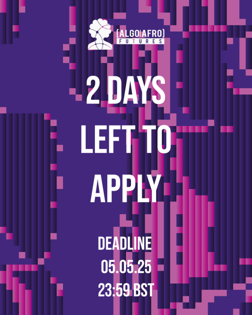 Purple and pink pixelated background with text in the foreground saying "2 Days left to apply"