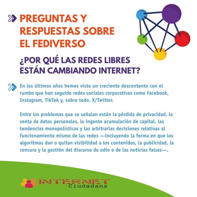 Cartel descriptivo "Preguntas y respuestas sobre el Fediverso"