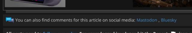 Screenshot from our most recent article, showing the social media comments links.