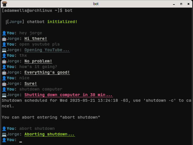 Terminal chatbot i made with Python