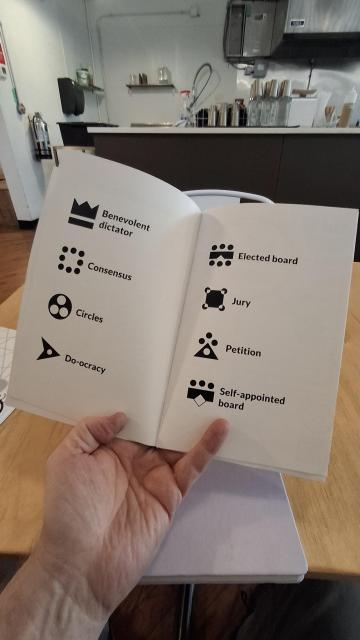 Page from booklet showing icons/diagrams for various governance modes 