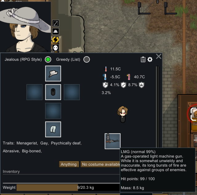 rimworld screenshot. it's a ten year old kid with the traits menagerist, gay, psychically deaf, abrasive, and big boned.