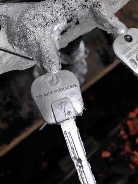 a sand-cast aluminium set of keys