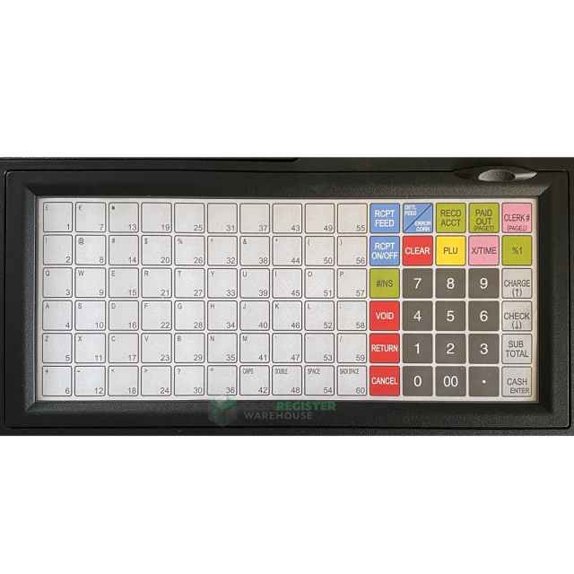 cash register keyboard. flat keys with squishy membrane "buttons".