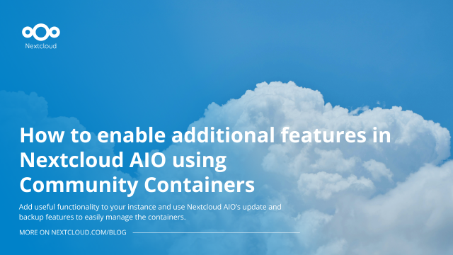 Nextcloud AIO Community Containers - featured image for the article about how to use them