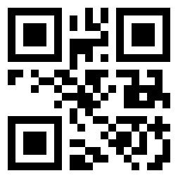a QR code. there are identical squares in the top two corners, and the bottom left. the rest of the image is a seemingly random assortment of black and white pixels.

a description of what a QR code looks like probably isn't very helpful...