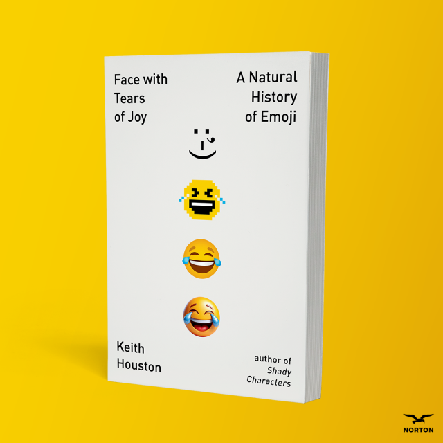 The cover of "Face with Tears of Joy", showing the evolution of the eponymous symbol from emoticon to emoji.