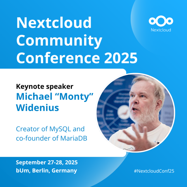 Speaker confirmed for #NextcloudConf25: Michael “Monty” Widenius