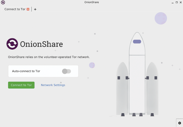 Image of OnionShare's welcome screen