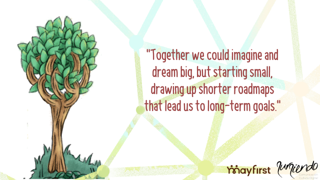 Imagine together postcard from Sursiendo's infrastructures and sustainability campaign