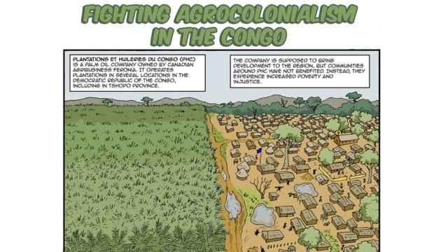 This powerful #comic is by Didier Kassai and Dieudonne Botoko Kendewa is about a community in the #Congo 🇨🇩 living next to the #Feronia #palmoil plantation. They faced #violence and #landgrabbing from this corporation. Take action! #Boycottpalmoil 🌴🩸☠️🚫https://palmoildetectives.com/2022/06/16/the-people-versus-feronia-fighting-palm-oil-agrocolonialism-in-the-congo/?utm_source=mastodon&utm_medium=Palm+Oil+Detectives&utm_campaign=publer 