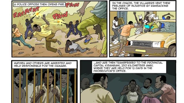 This powerful #comic is by Didier Kassai and Dieudonne Botoko Kendewa is about a community in the #Congo 🇨🇩 living next to the #Feronia #palmoil plantation. They faced #violence and #landgrabbing from this corporation. Take action! #Boycottpalmoil 🌴🩸☠️🚫https://palmoildetectives.com/2022/06/16/the-people-versus-feronia-fighting-palm-oil-agrocolonialism-in-the-congo/?utm_source=mastodon&utm_medium=Palm+Oil+Detectives&utm_campaign=publer 