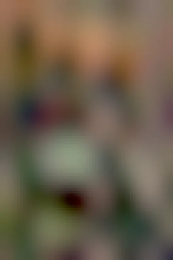 An orange and white cat walks along and glances down at a small round watermelon.  