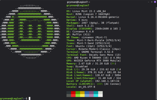 Linux Mint Zara with kernel 6.16.4
