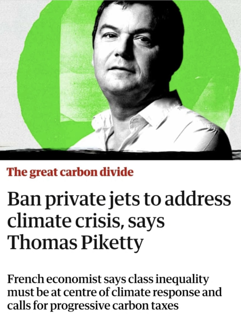 The great carbon divide - ban private jets to address climate crisis says Thomas Piketty