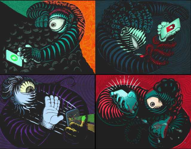 Cartel principal con ilustraciones de la campaña #TerritorioMóvil de Sursiendo