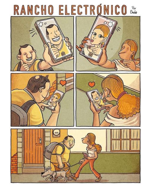 Two strangers use filters to change their appearance online, and like each other on social media. Later, they scowl at each other on the street, not recognizing they are the same individuals.