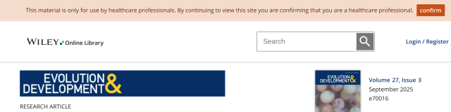 banner on a Wiley site asking readers to confirm that they are healthcare professionals