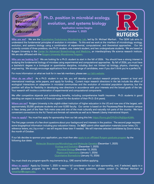 Job advertisement for Ph.D. position