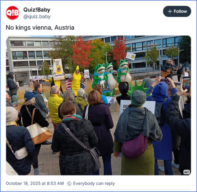 Bsky post by Quiz!Baby ‪@quiz.baby‬
No kings vienna, Austria