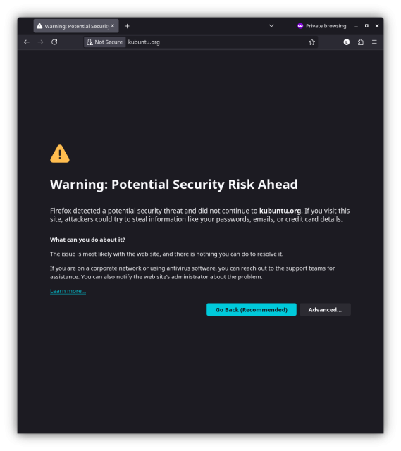 Kubuntu.org issue with no valid security cert