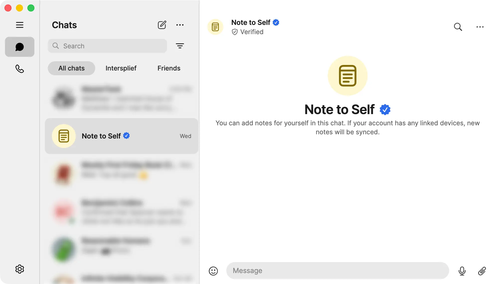 Signal's "Note to Self" feature