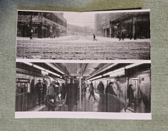 Interior page of a zine depicting two panoramic images.