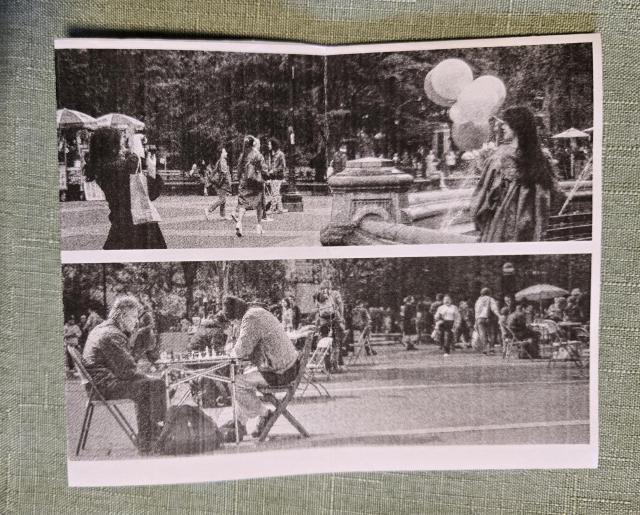 Interior page of a zine depicting two panoramic images.