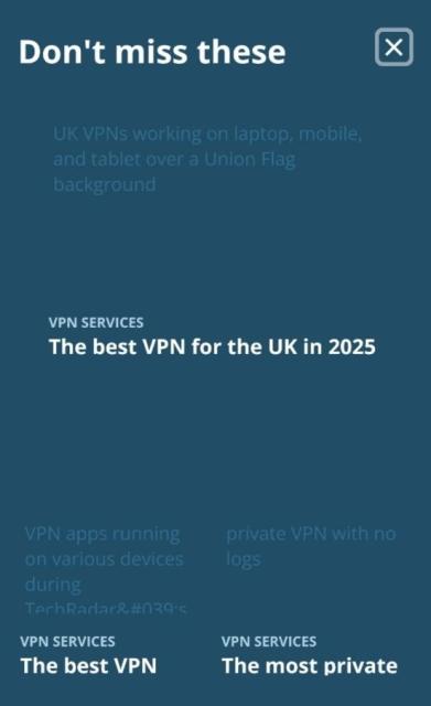 AD: Don't miss these

Vpn services
The best VPN services for the UK in 2025

(Yet more AD text)
