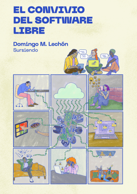 Cartel de portada para el texto "El convivio del software libre" de sursiendo