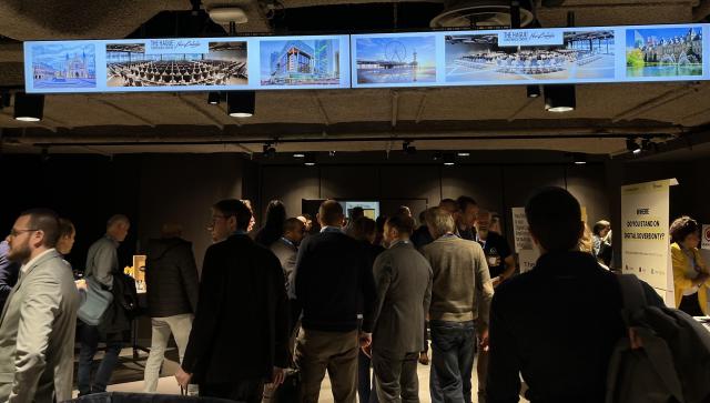 Attendees networking in the foyer area during Nextcloud Enterprise Day.
