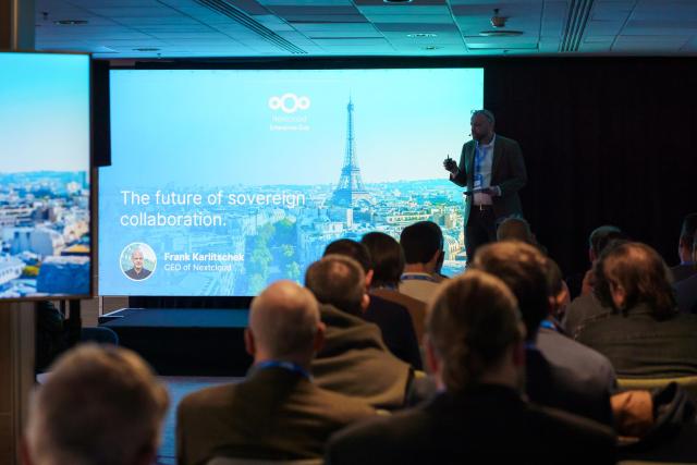 Photo from Nextcloud Enterprise Day Paris 2025: Fabrice Mous giving a presentation