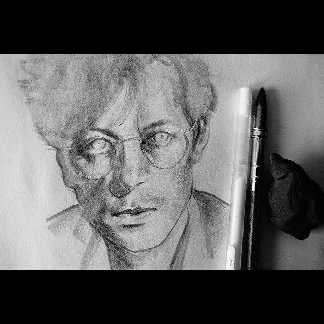 photo of a portrait sketch