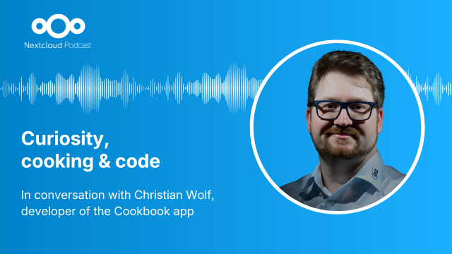 Featured image for the podcast “Curiosity, cooking and code: In conversation with Christian Wolf“ with title and photo of the guest