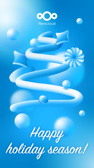 Holiday greetings card from Nextcloud: "Happy holiday season!"