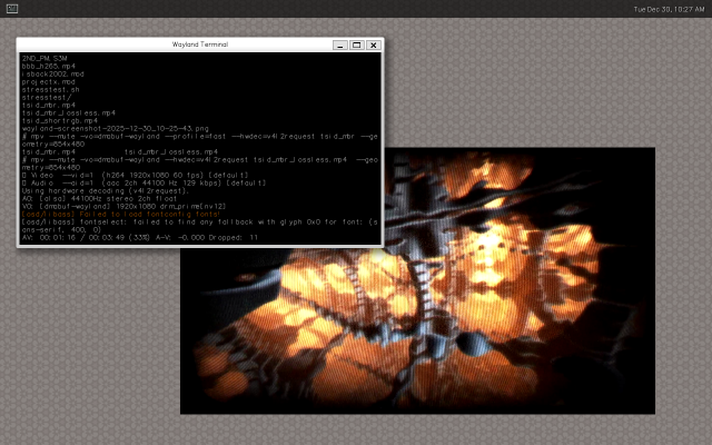 mpv playing "the scene is dead" demoscene video