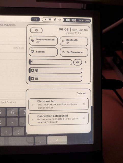 QuillOS quick settings